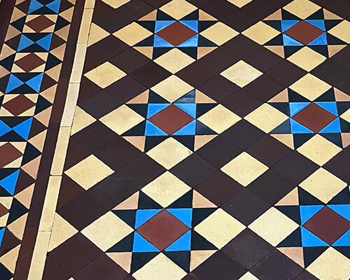 Deep cleaning Victorian floor tiles will not remove ingrained stains.