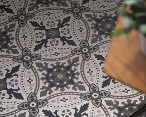 Lille design 150mm encaustic floor tiles. Photograph courtesy of Winckelmans.