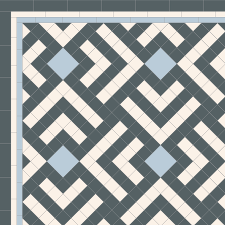 Cheverier Tile Pattern Chevron | LM-657 | Art Deco style blue-toned 50 mm-based tile pattern ...