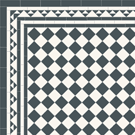 Black and White Victorian Tiles - a chequerboard with a decorative 70mm Pyramid border.