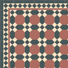 Edwardian Octagon Tiles - Harvard 150: Black, Red, Cognac, based on 6 inch octagon and hexagon shuttle.