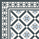 Victorian Ceramic Tiles - Willesden 50 design: Black, White, Pale Blue, a traditional pattern with decorative border.