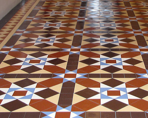 Reproduction Victorian hall floor tiles. Finsbury Tile Design Supplied on Sheets