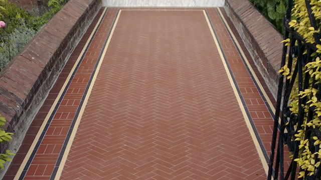 Edwardian red herringbone tiles