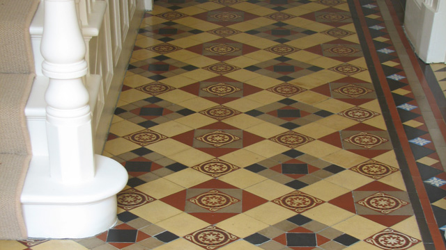 Edwardian tiled hall floor restored and sealed