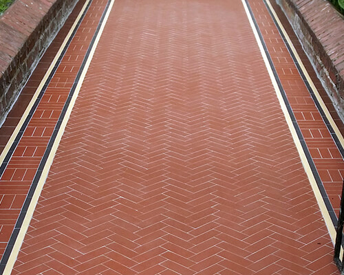 Edwardian red herringbone tiles