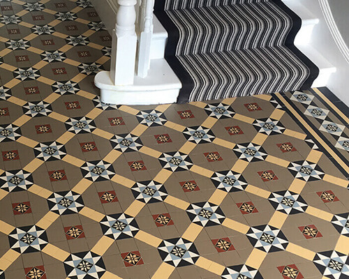 Victorian encaustic hall floor tiles. Traditional Victorian Encaustic Tiles