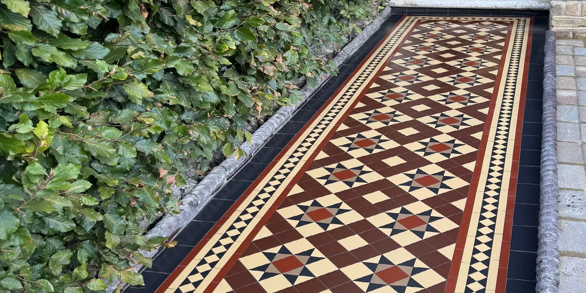 Installation of Edwardian mosaic design as garden path