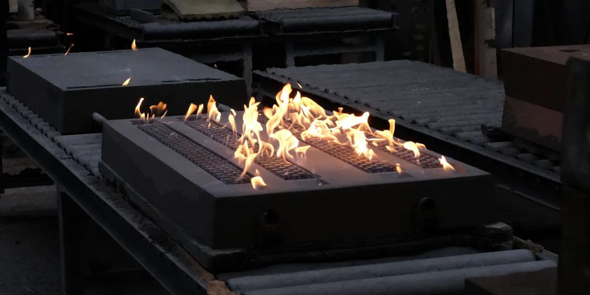 Sand casting ventilation grilles - flames lick the surface