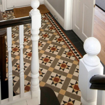 Victorian hallway tiles - A traditional Victorian pattern supplied bespoke sheeted for this house renovation. Gallery 58 - Victorian style hall floor tiles