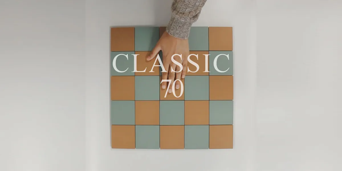 Classic 70 design in Havana and Green with hand over the top assembling the pattern.