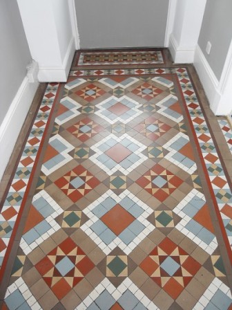 Multi coloured period tiled hall floor