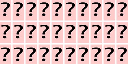 Question marks on pink background.