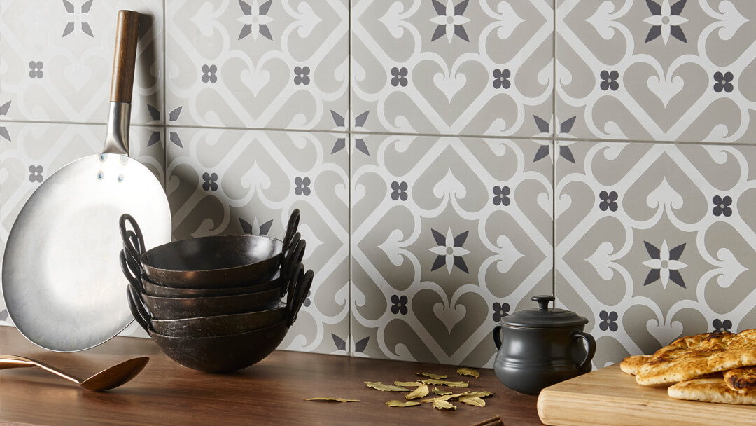 Grande Epoque tiles used as kitchen splash back