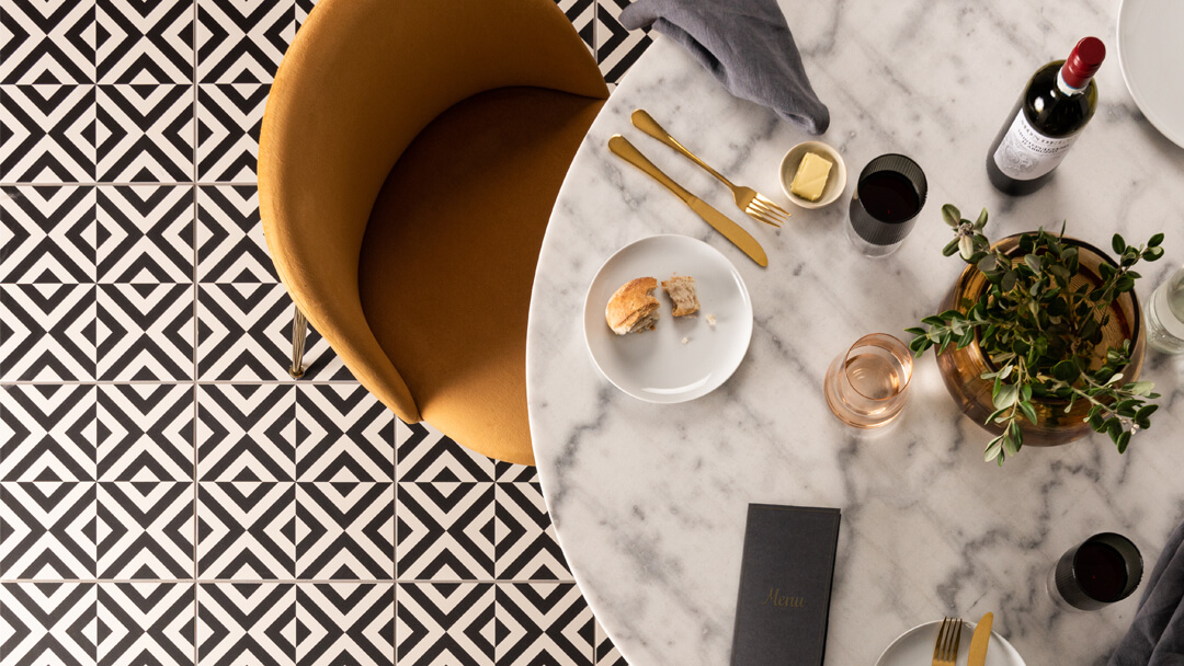 Grande Penshaw tiles on restaurant dining room floor