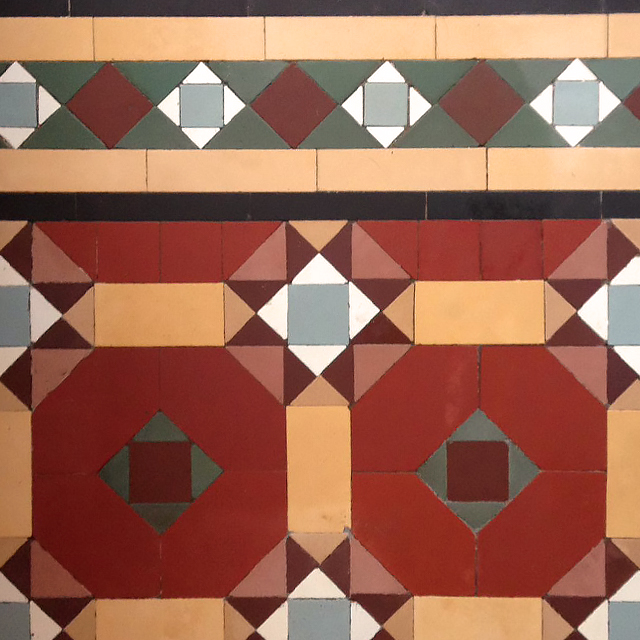 Multi coloured Victorian period floor tiles
