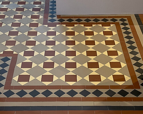 Restored and extended period floor tile design.