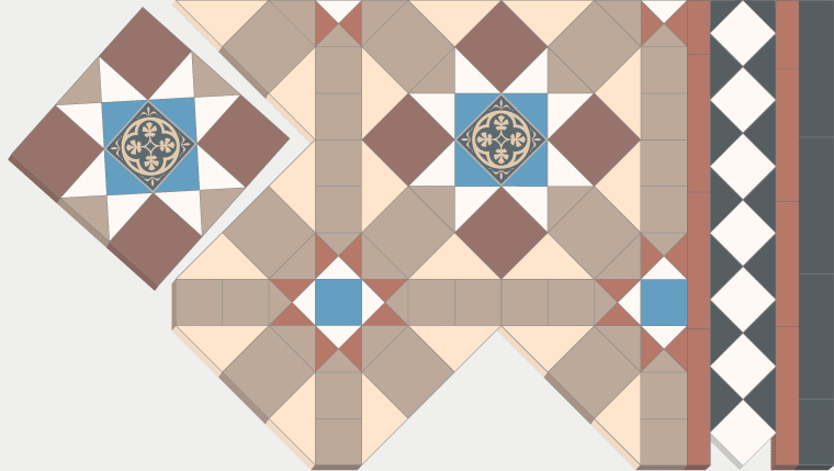 Sheeted tiles tessellate to create design