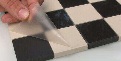 Black and white tiles supplied sheeted for easy installation.